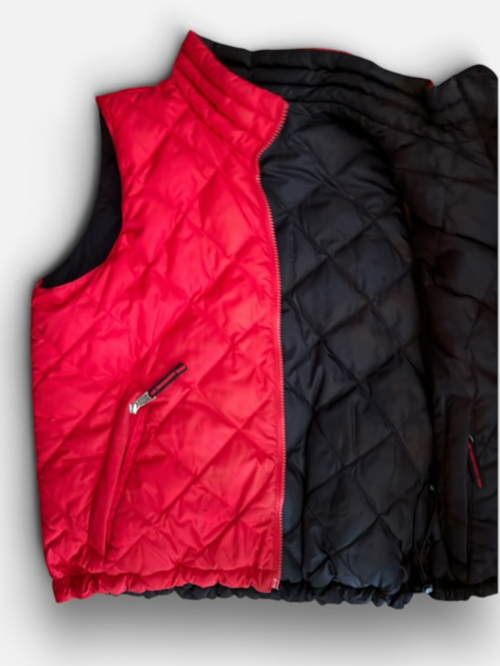 Coldwater Creek Quilted Goose Down Reversible Black Red Puffer Vest Size M